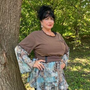 L to 2xl up-cycled wearable art tunic.